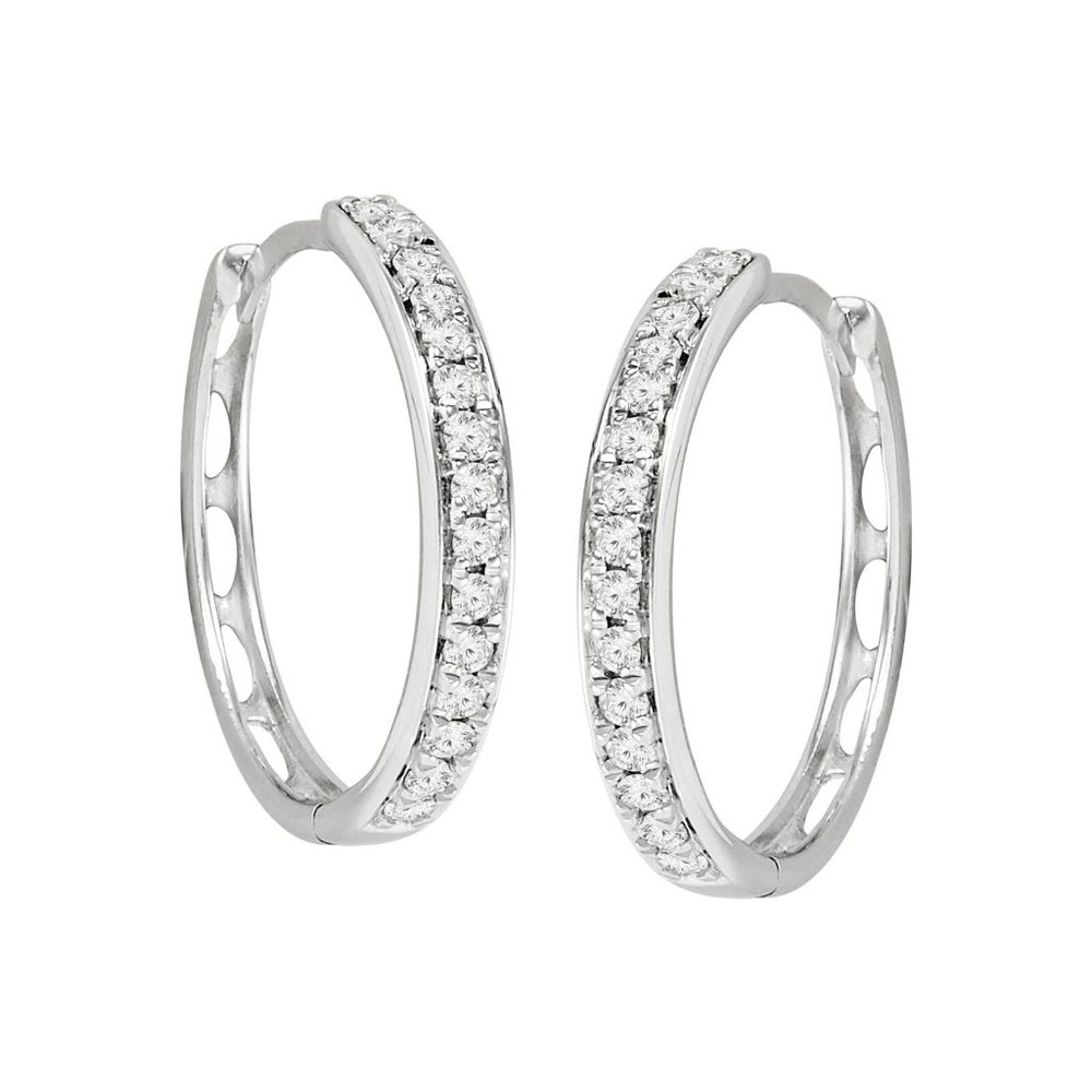 1/2 CT DIAMOND HOOP EARRINGS - Picture 2 of 4